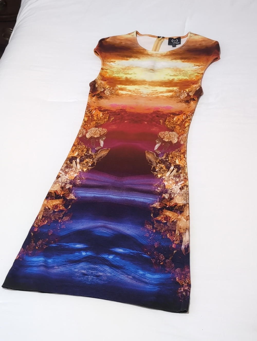 Alexander McQueen Gradient Sunset to Deep Blue Cap Sleeve Bodycon Dress